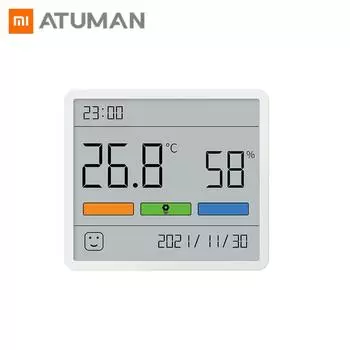 XIAOMI Atuman 3,67-дюймовые цифровые часы с датчиком температуры и влажности TH1 ЖК-дисплей для дома, для детской комнаты, термометр, гигрометр