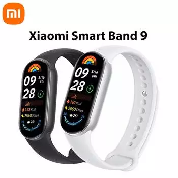 Xiaomi Band 9 Умный спортивный браслет для сна, мониторинга сердечного ритма и уровня кислорода в крови, длительного срока службы батареи, водонепроницаемый, контроль доступа в автобус белый