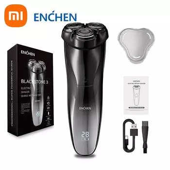 Xiaomi ENCHEN Blackstone 3 электрическая вращающаяся 3D бритва для бороды с цифровым интеллектуальным дисплеем и триммером чёрный