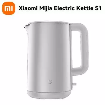 Xiaomi Электрический чайник Mijia S1 бытовой, двойной, стальной, большой емкости 1,7 л, нержавеющая сталь 316 л UK белый