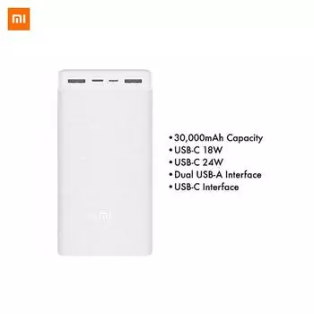Xiaomi Mi Powerbank 3 30000 мАч Тип C 18 Вт Быстрая зарядка