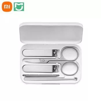 Xiaomi Mijia 5 в 1 набор кусачек для ногтей из нержавеющей стали, уход за педикюром, пилочка для ногтей, маникюр, портативная защита от брызг белый
