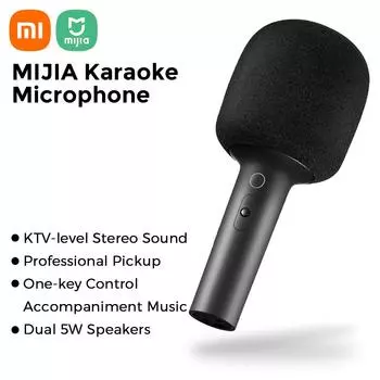 Xiaomi MIJIA Караоке-микрофон Беспроводной микрофон BT 5.1 с чипом DSP/шумоподавлением/стерео темно-серого