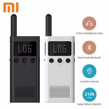 Xiaomi Mijia Smart Walkie Talkie 1S с FM-радиодинамиком, управление через приложение для смартфона, Bluetooth, обмен местоположением, быстрый командный разговор на открытом воздухе синий