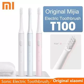 Xiaomi Mijia Sonic Электрическая зубная щетка T100 Зубная щетка Mi для взрослых Здоровая красочная USB перезаряжаемая водонепроницаемая ультразвуковая автоматическая зубная щетка белый