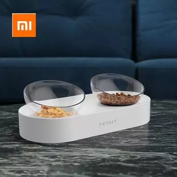 Xiaomi PETKIT Миска для домашних животных Посуда для кормления Регулируемые двойные миски-кормушки Чашка для воды Миски для кошек Поилка Пластик / Нержавеющая сталь single bowl белый