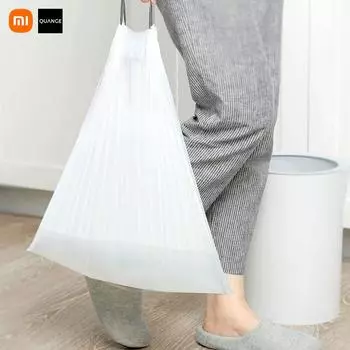 XIAOMI QUANGE 60 шт. утолщенные одноразовые мешки для мусора на шнурке кухонный мешок для мусора портативный одноразовый бытовой пластиковый пакет для ванной комнаты 60 Pcs