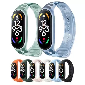 Xiaomi ремешок для Xiaomi Mi Band 7 флуоресцентный камуфляжный браслет силиконовый сменный ремешок для xiaomi mi smart Band 7 6 5 For mi band 7 5 6 флуоресцентный зеленый