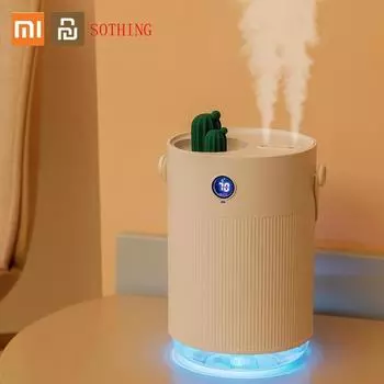 Xiaomi Youpin SOTHING Увлажнитель воздуха Кактус с двумя насадками Портативный 1л Мини ЖК-дисплей Цифровой детектор влажности Диффузор тумана 7 цветов Свет