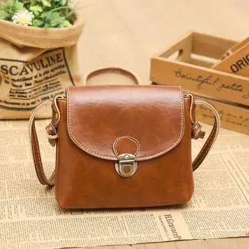 Xiaosen Retro Light Walk Student Shoulder Small Lether Bag Light brown
