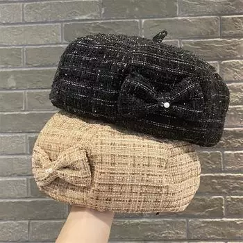 Xiaoxiangfeng бант берет женский весна и осень новая британская мода универсальный простой лицо маленькая тыквенная шляпа M56-58cm