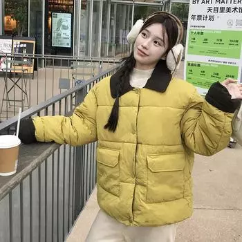 Xiaoxiangfeng cotton-padded clothes women s new winter corduroy splicing cotton-padded clothes large size padded thick jacket cotton-padded jacket S чёрный