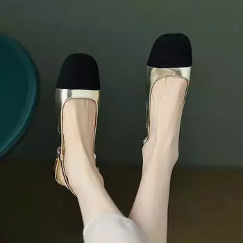 Xiaoxiangfeng цветные босоножки-мешки на низком каблуке женские летние 2024 года новые серебристые задние пустые туфли на плоской подошве 35 абрикосовый