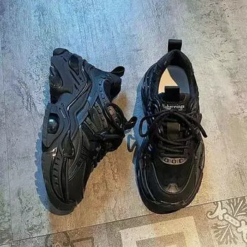 Xiaoxiangfeng Daddy Shoes Ladies 2025 Spring New Trend Retro Versatile Platform Sports Breathable Women s Shoes 35 чёрный