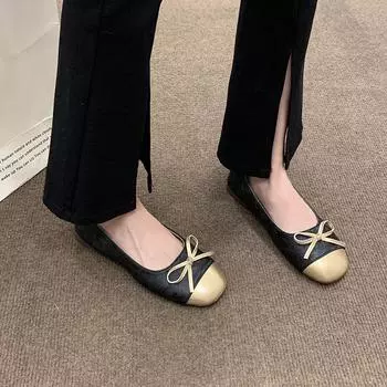 Xiaoxiangfeng Doudou shoes 2024 new autumn retro gentle temperament fairy one foot soft flat bottom shallow mouth single shoes 35 шампанского