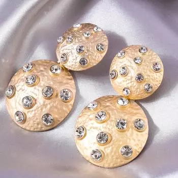 Xiaoxiangfeng fashion earrings American retro temperament diamond-encrusted earrings personalized size circle earrings versatile stud earrings