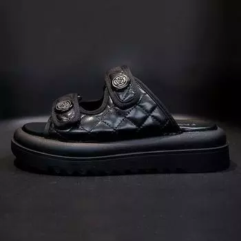 Xiaoxiangfeng Fish Mouth Half Slippers Womens Fashion Outer Wear 2025 New Summer Muffin Thick Sole Heightening Versatile Sandals 35 чёрный