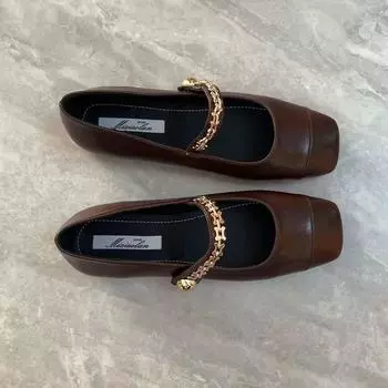 Xiaoxiangfeng flat-soled single shoes women s 2025 spring new French temperament word with Mary Jane shoes evening laden shoes batch 35 чёрный