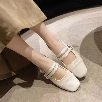 Xiaoxiangfeng французская мода сумка головные уборы полутапочки женские лето 2025 новый темперамент Мэри Джейн с юбкой одинарные туфли 35 чёрный