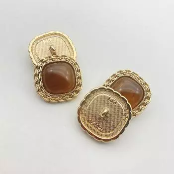 Xiaoxiangfeng Handmade Diy Pearlescent Paint Hemp Rope Chain Edge Resin Metal Combination Buckle Decorative Accessories Clothing Buttons 28L=1.75CM