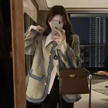 Xiaoxiangfeng контрастный цветной подплечник с накладкой на плечо блейзер женский осенне-зимний дизайн нишевый темперамент модные топы для женщин S