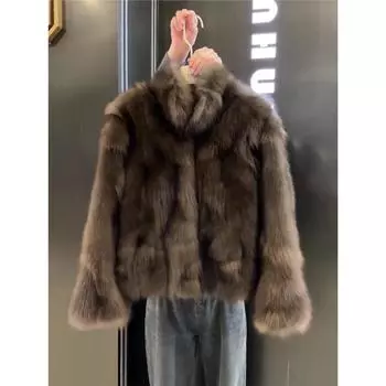 Xiaoxiangfeng короткая ветровка из экологически чистого меха тысяча золотых цветов для женщин Майяр будет носить коричневый меховой интегрированный топ осенью и зимой S