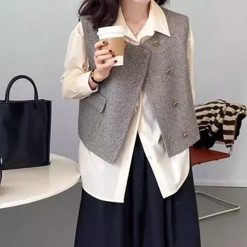 Xiaoxiangfeng костюм жилет куртка женская весна и осень одежда короткий французский знаменитость без рукавов жилет S recommended 80-50 kg