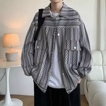 Xiaoxiangfeng куртка мужская новая универсальная куртка с лацканами для пар подростков весна и осень полосатая куртка мужская M