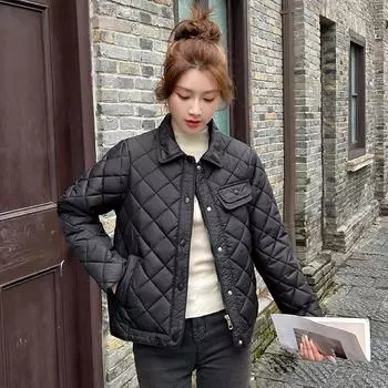 Xiaoxiangfeng light cotton clothes women s short 2025 new cotton clothes and light diamond plaid winter jackets M
