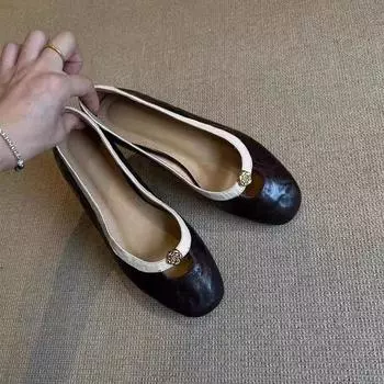 Xiaoxiangfeng Mary Jane women s shoes 2024 new retro camellia flat-soled single shoes light mouth commuting small leather shoes outside 35 чёрный