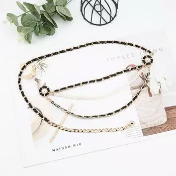 Xiaoxiangfeng Металлическая поясная цепочка Женская модная с юбкой Декоративный костюм Тонкий ремень Цепочка Поясная печать