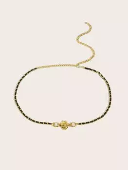 Xiaoxiangfeng Металлическая поясная цепочка Женская модная с юбкой Декоративный костюм Тонкий ремень Цепочка Поясная печать