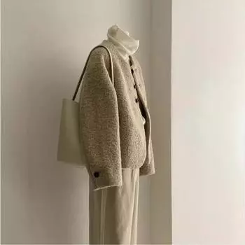 Xiaoxiangfeng молочный чай цвета полупальто овечья шерсть мягкий восковой молочный омолаживающий маленький кардиган темпераментный свитер M