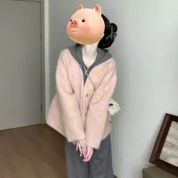 Xiaoxiangfeng pink short thick coat women s autumn and winter 2024 new popular woolen coat 40/45kg/S