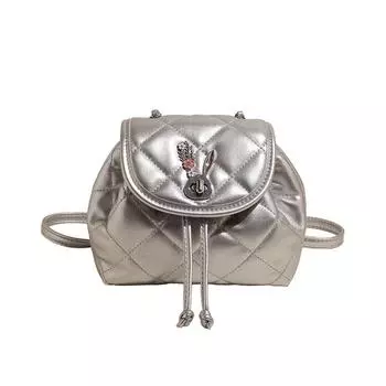 Xiaoxiangfeng Повседневный рюкзак с бриллиантовой цепочкой, женская мода, простой маленький рюкзак, модная женская сумка серебряный