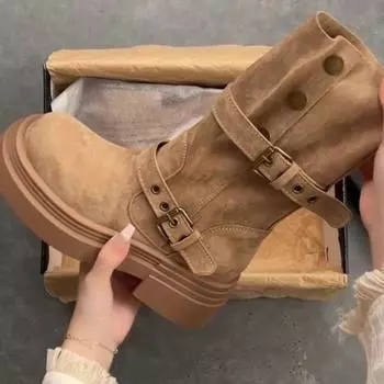 Xiaoxiangfeng princess boots 2024 new retro Internet celebrity explosion small thin and high medium and short fashion boots 35 чёрный