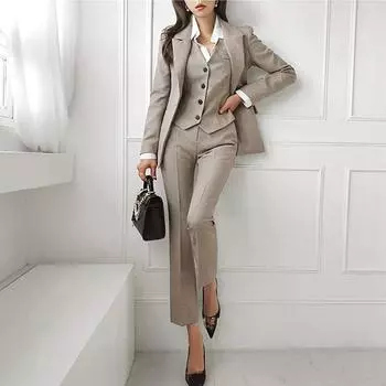 Xiaoxiangfeng профессиональный костюм из трех частей женский весенне-осенний темпераментный пиджак модный жилет профессиональный женский брючный костюм XL