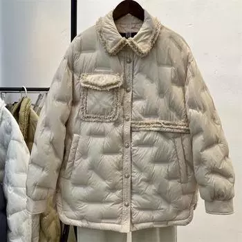 Xiaoxiangfeng пух женский средний и длинный 2024 зима новый модный иностранный стиль белый утиный пух теплый S чёрный