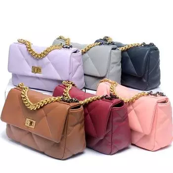 Xiaoxiangfeng Rhombus Chain Bag 19 Cover Bag Cowhead Shoulder Crossbody Portable Leather Women Bag large 26x9x16cm