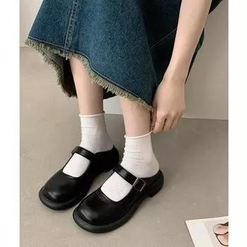 Xiaoxiangfeng с юбкой на толстом каблуке, сумка на голову, полутапочки, женская летняя одежда 2025 года, новые пляжные нескользящие классные тапочки 35 чёрный