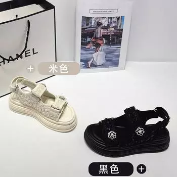 Xiaoxiangfeng sandals women s 2024 new summer wear versatile fashion platform fairy style shoes women s skirt 35 бежевый