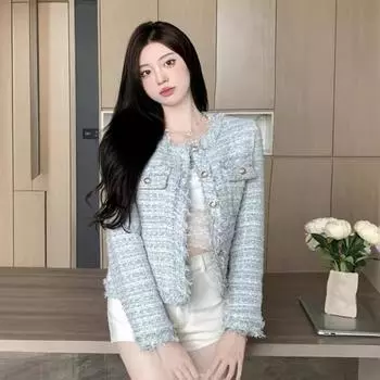 Xiaoxiangfeng твидовый пиджак осень-зима новый темперамент кисточка шикарный короткий стиль уличный топ с длинными рукавами женская одежда S