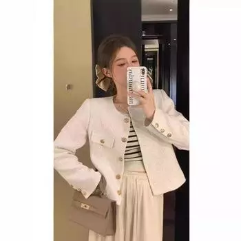 Xiaoxiangfeng утолщенное пальто женская одежда зима 2024 новый французский короткий жареный уличный темперамент повседневный универсальный топ женский M белый