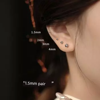 Xiaoxianren 999 Sterling Silver round Beads Stud Earrings Eardrops Earrings Best Selling Female Ear-Caring Ear Bone Stud 2024 New Arrival 1.5mm pair