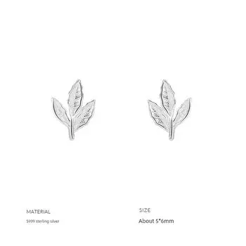 Xiaoxianren Sterling Silver Leaf Female Online Influencer Ear Studs A pair