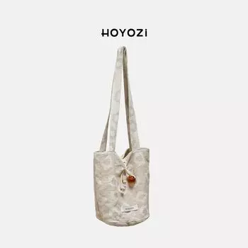 [Xiaoyoujia Bag] Hoyozi Original Summer Canvas Bucket Bag Women s 2025 New Arrival Underarm Bag Beige [new]]