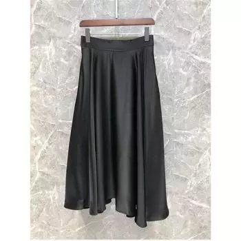 Xiaozi Xixi 12 M05 Атласное темпераментное длинное платье Уксусная кислота Black XL