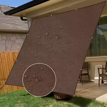 XiaZ и дождь водонепроницаемый 400D усиленные ПУ швы предотвращают воду УФ балкон сад прохладно под открытым воздухом легко фиксируется веревкой мокко 3 x 5 м размер