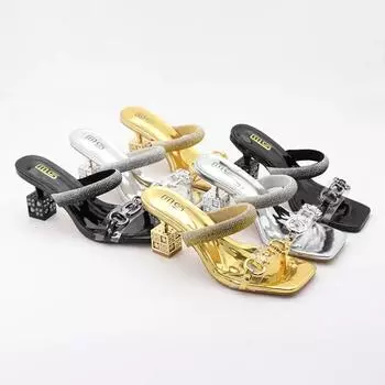 Xibeilove летние сексуальные женские туфли на высоком каблуке, роскошные туфли из ПВХ с квадратным носком и стразами, женские туфли на каблуке для вечеринки и свадьбы 36