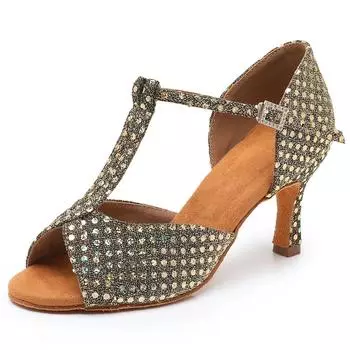 XIHAHA женские туфли для латинских танцев со стразами, обувь для бальных танцев танго, женские босоножки на высоком каблуке с мягкой подошвой, свадебные туфли 35